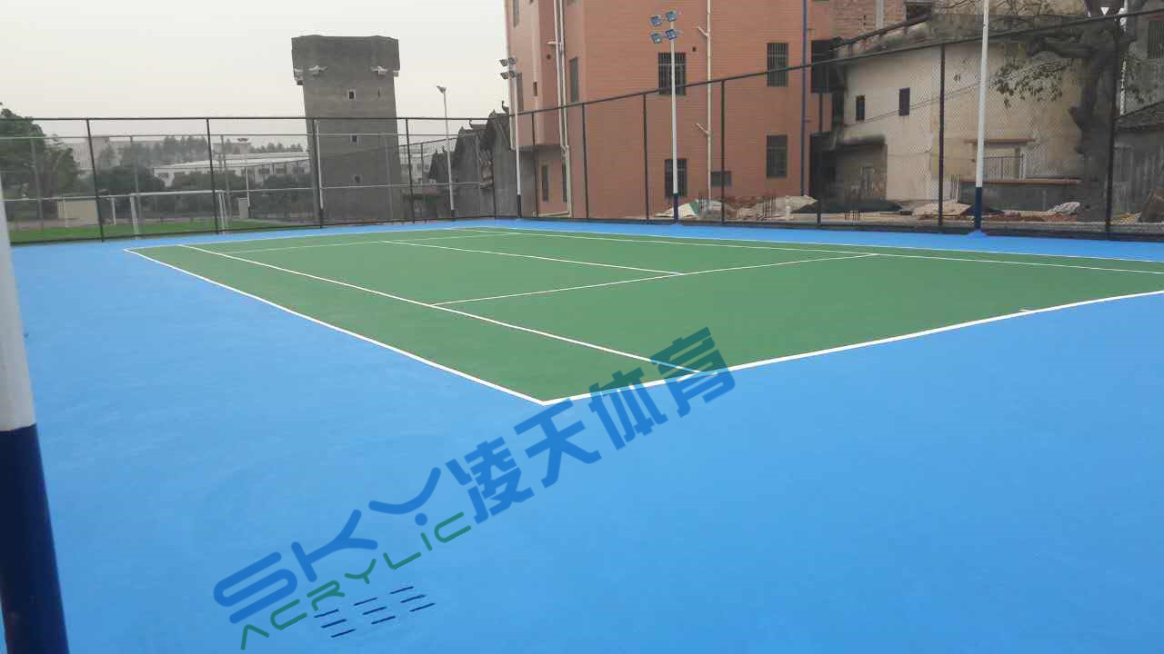 丙烯酸球场案例：广州市增城石迳村丙烯酸网球